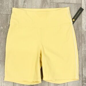 NWT Stretch The Rules Women’s Light Yellow Ribbed Athletic Spandex Shorts Size M